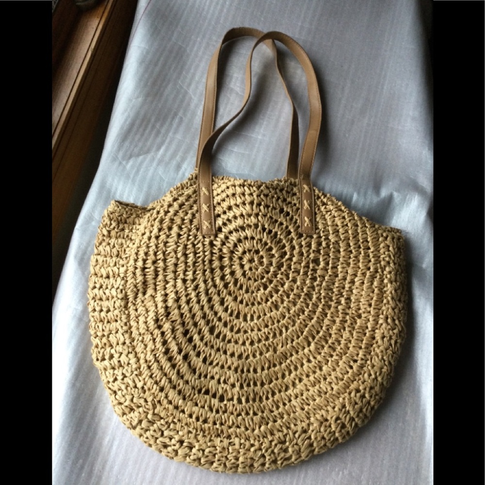 Large BOHO Summer STRAW Bag, Hobo, Shoulder Bag, Tote, Tan
